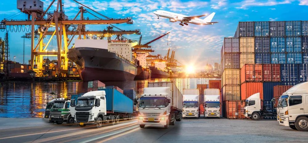 Logistics And Transportation Of Container, Cargo,Ship, And, Cargo, Plane