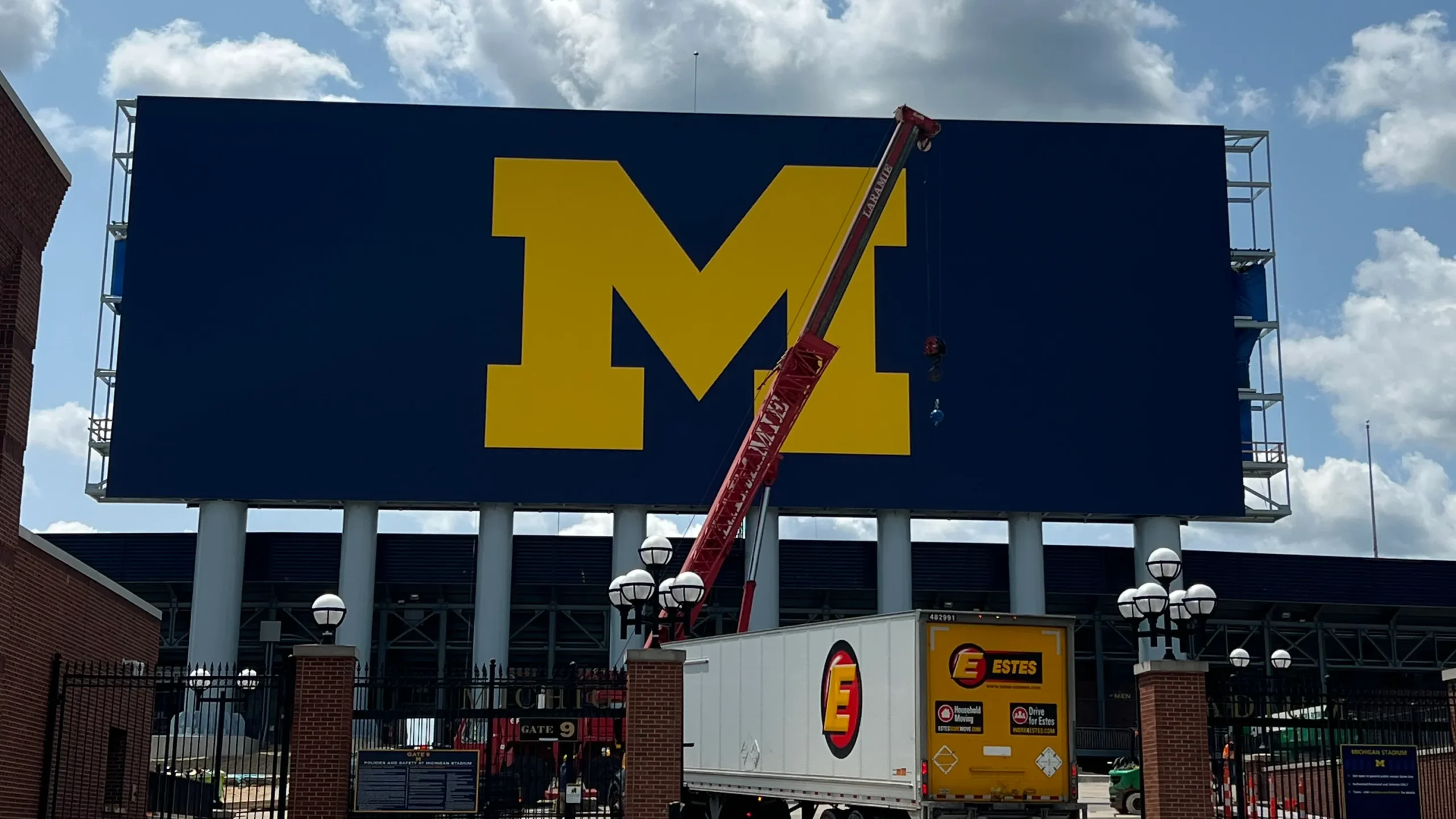 LTL truck in front of U of M Sign