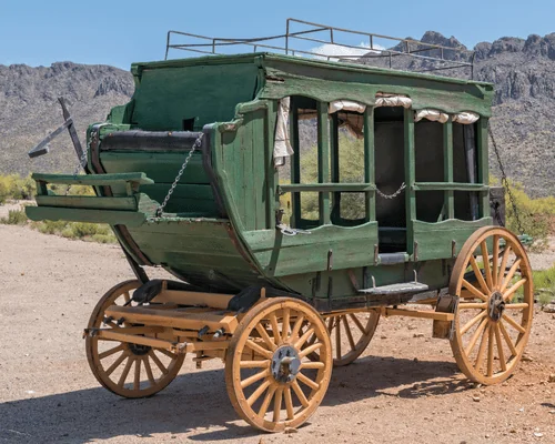 historic green stagecoach