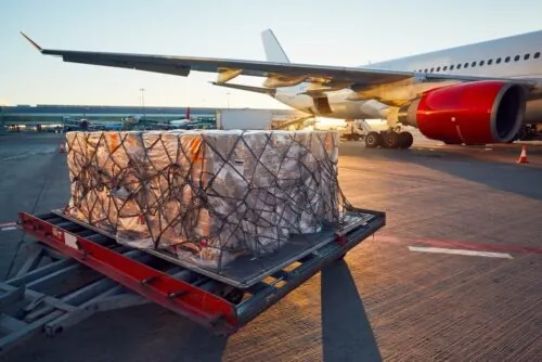 advantages of air freight. Cargo in front of airplane