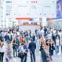 group of people at a tradeshow