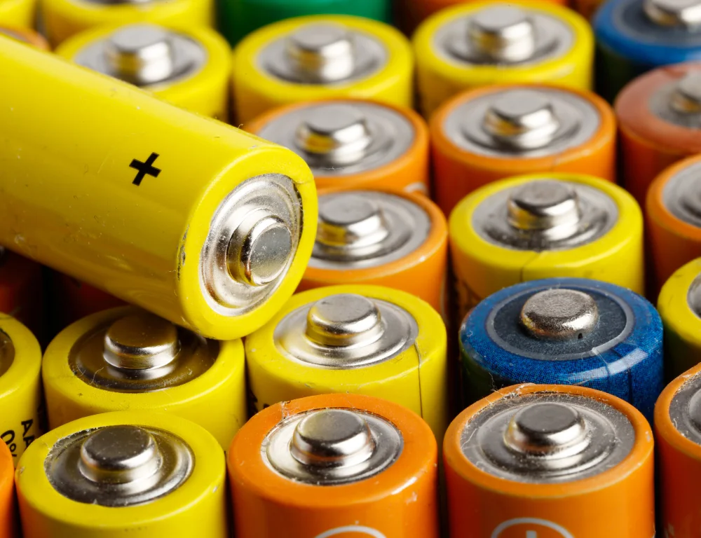 close view of batteries