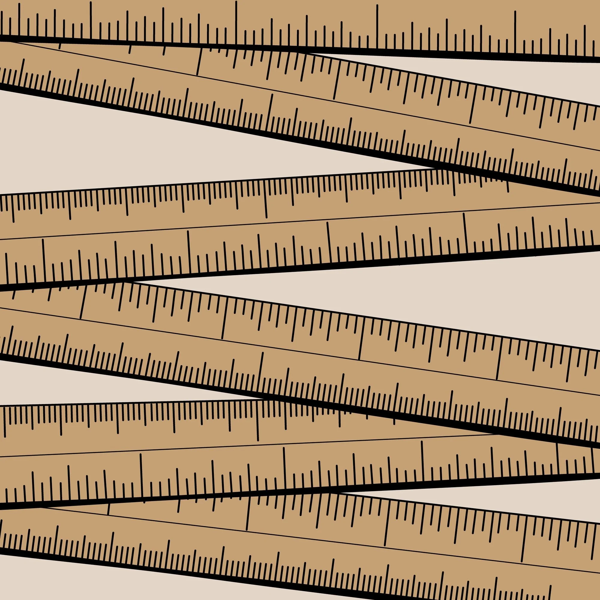 illustration of 9 wooden rulers