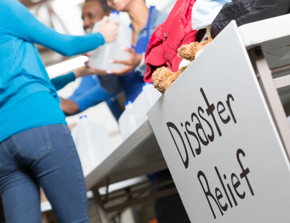 disaster-relief-items-station-passing-out-water