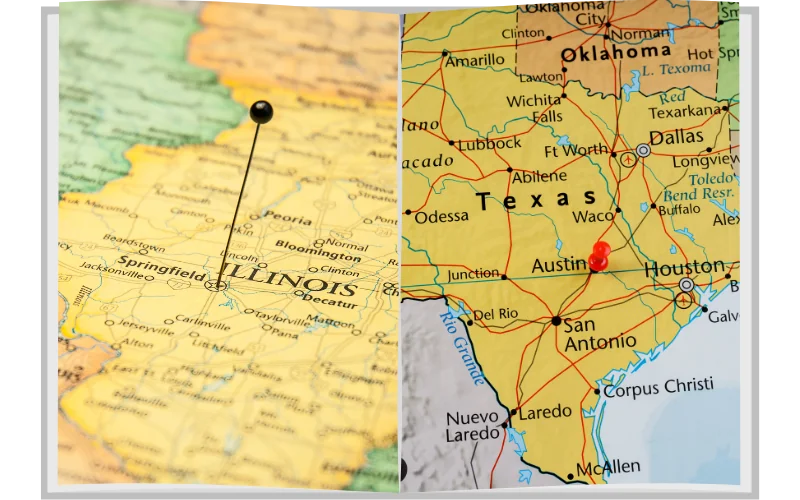 illinois to texas freight shipping maps