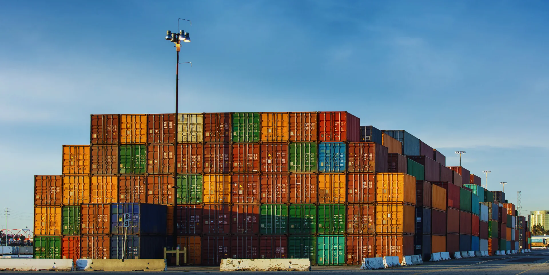 stack on intermodal containers at a port