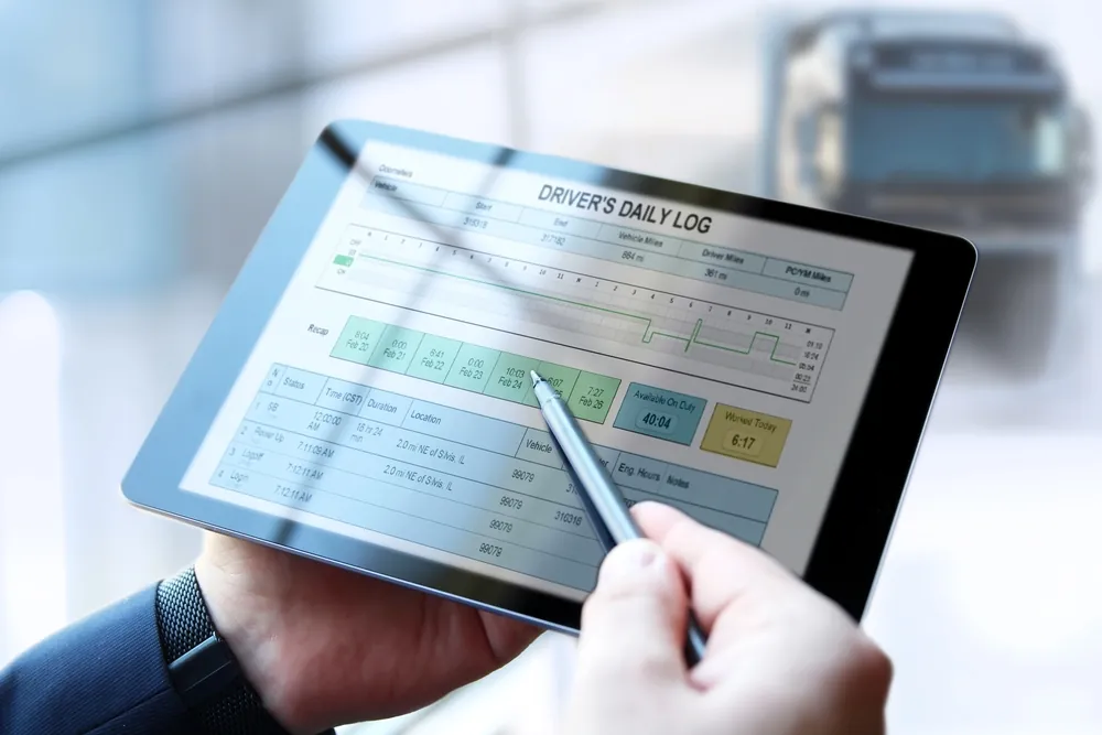 Hours-of-Service-Updates-You-Need-To-Know-driver-using-tablet-to-view-driver-HOS-log