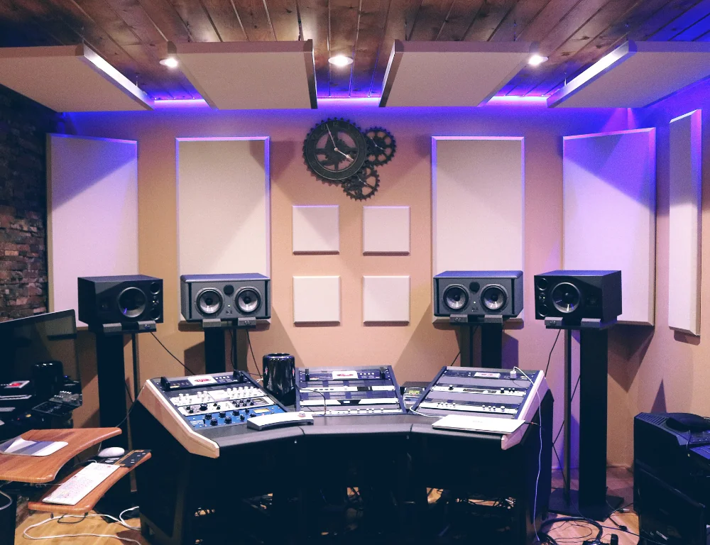 acoustic panels in a recording studio