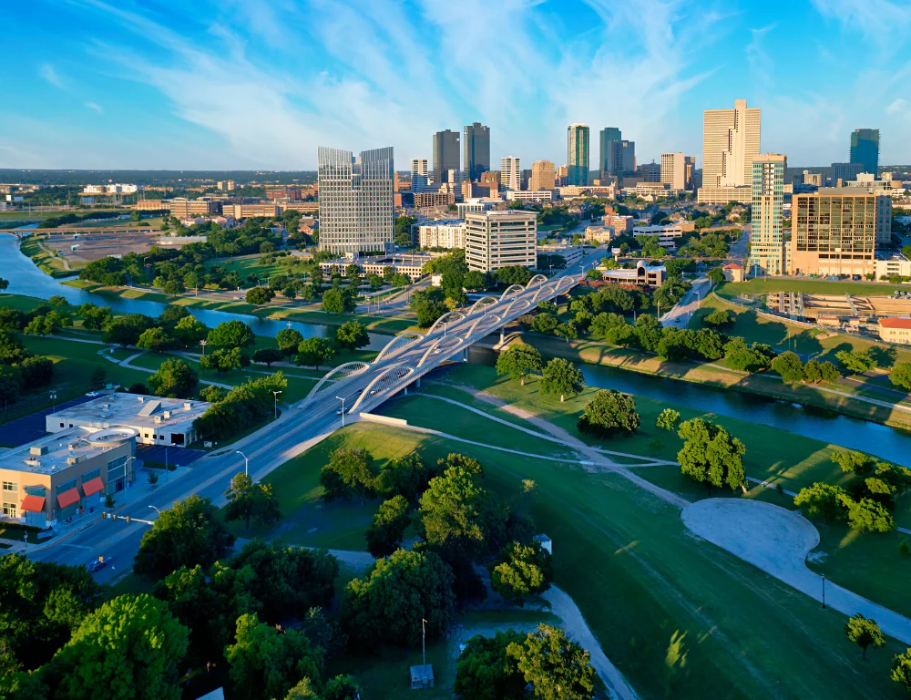 Aerial view of downtown Forth Worth