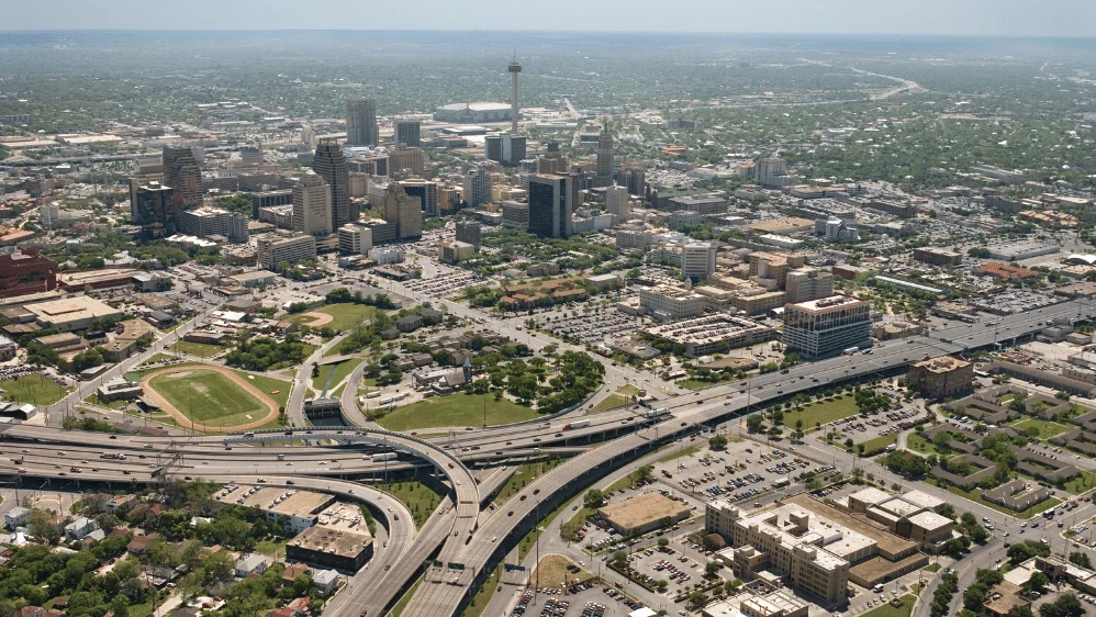 San Antonio Freight Shipping city aerial view highways