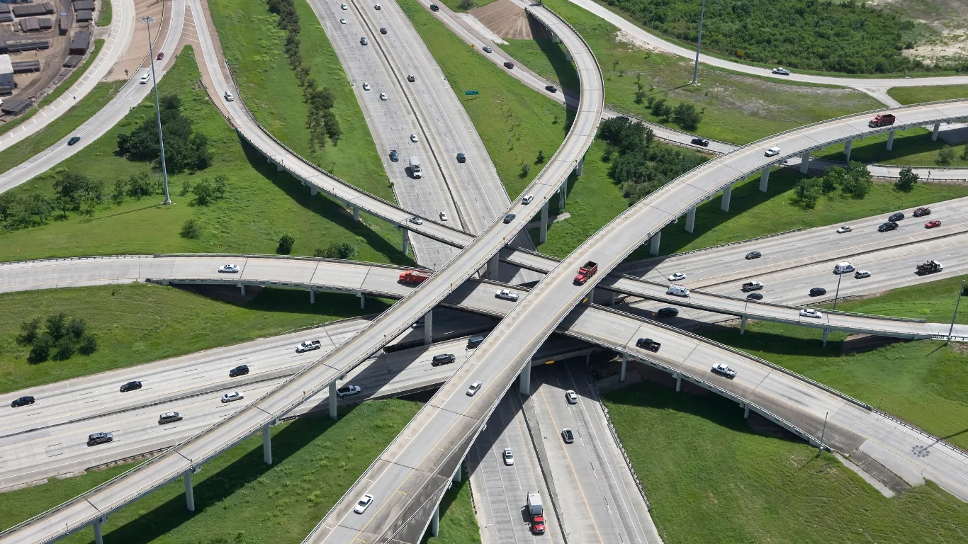 top down view of a highway in Indianapolis 