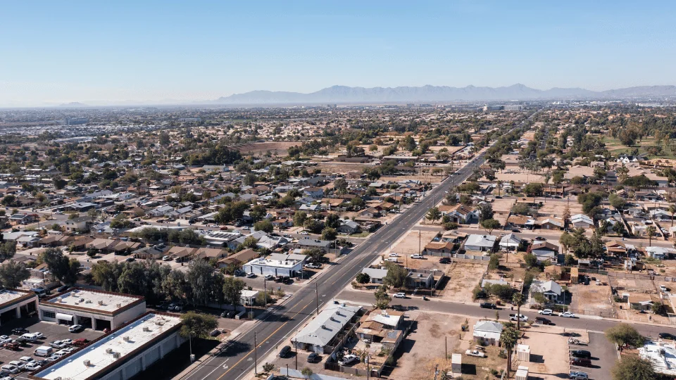 Chandler Freight Shipping aerial view of suburbs area of Chandler