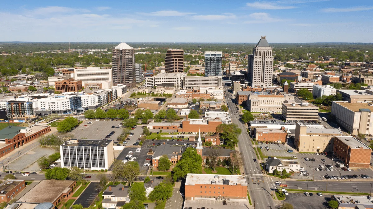 Greensboro Freight Shipping aerial view of Greensboro area