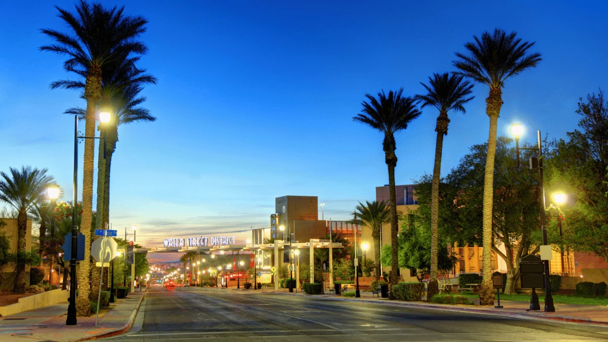 Henderson Freight Shipping downtown Henderson near the Water Street District at night