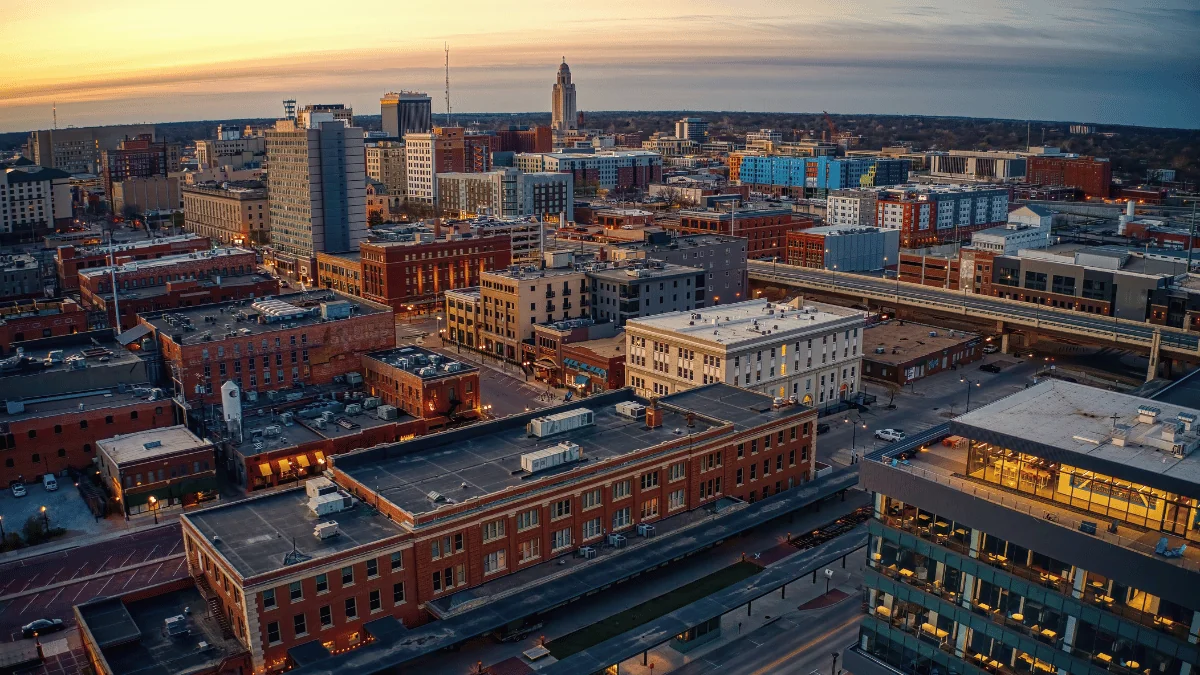 Lincoln Freight Shipping view of downtown Lincoln overlooking highway