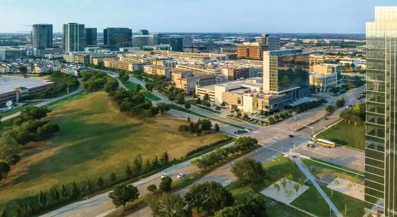 Plano Freight Shipping aerial view of downtown Plano