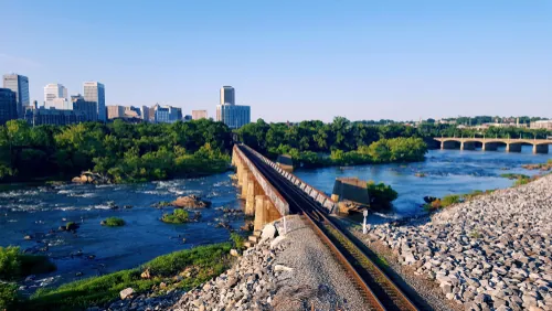 James River and railroad in Richmond, Virginia