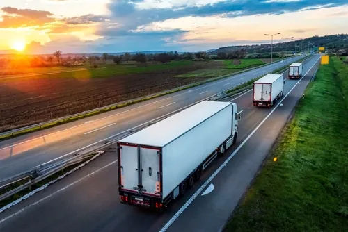 trucks on the road