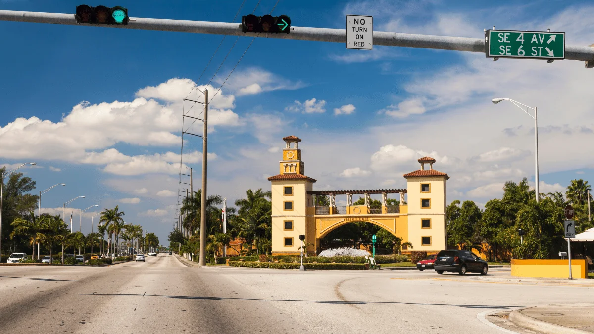 Hialeah Freight Shipping street view of Hialeah welcome arch