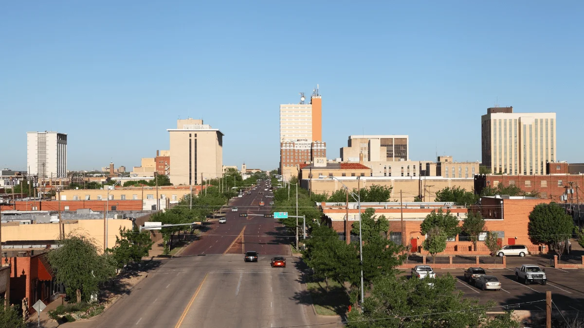 Lubbock Freight Shipping street view of downtown Lubbock during the daytime