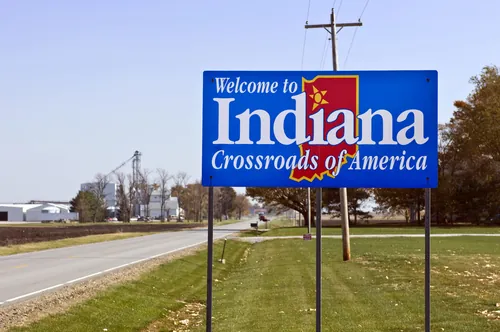 Indiana State sign on side of road 