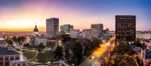 A beautiful aerial view of Columbia, South Carolina