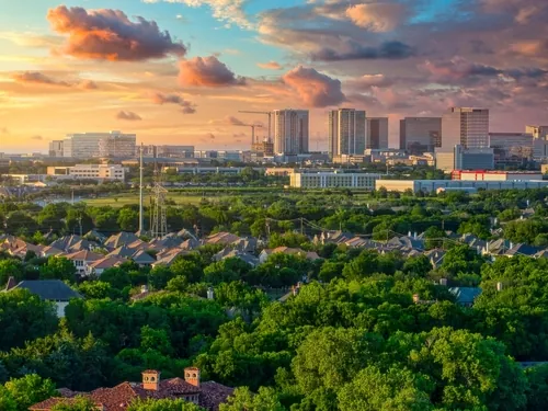 A stunning photo of Frisco, TX, at sunset