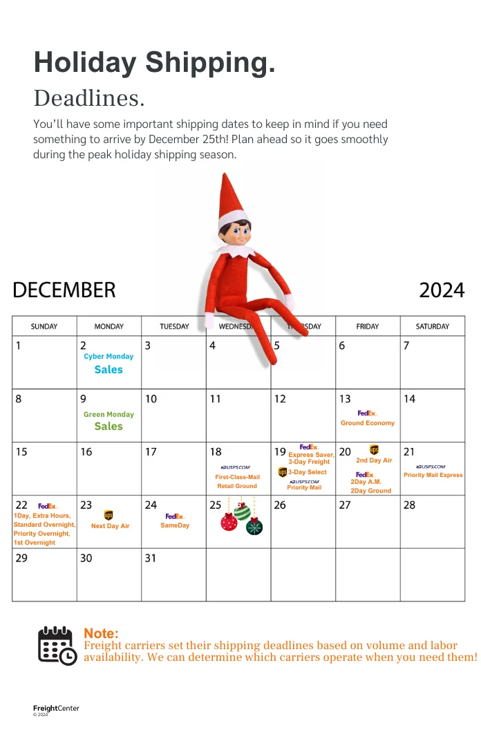 Holiday Shipping Playbook Calendar 