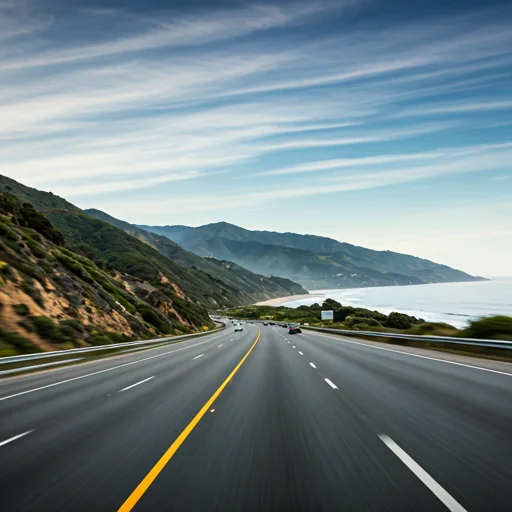 a freeway running along the coast