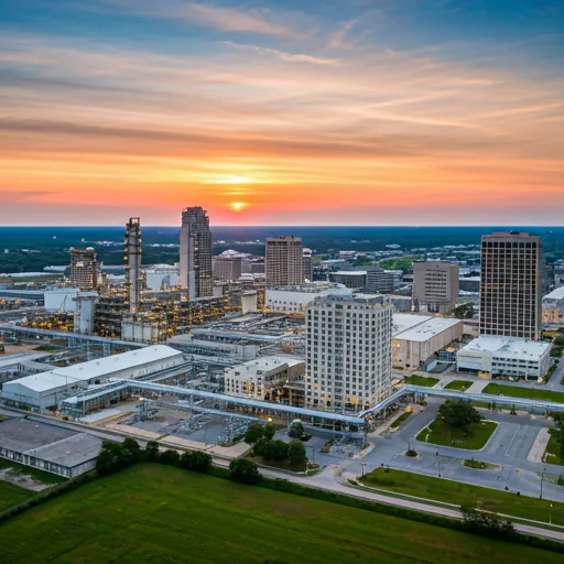 Ariel view of the city of Lafayette, Louisiana