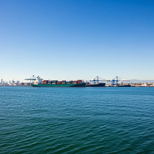 A photorealistic image of Long Beach port