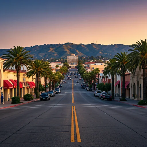 empty street in simi valley at dusk