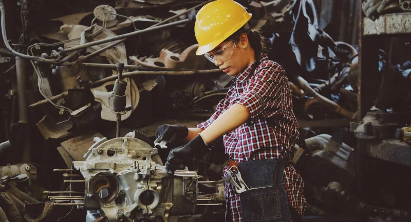 a women on the job at a us manufacturing facility 