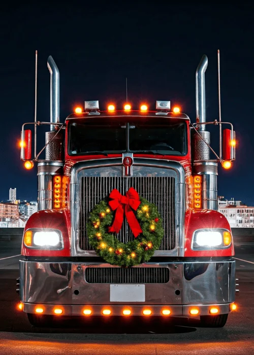 christmas decorations on a flatbed shipment