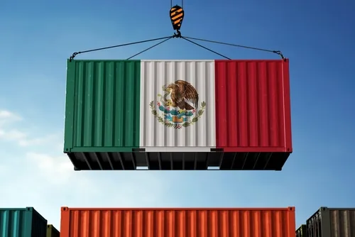 Container with the Mexican flag on it