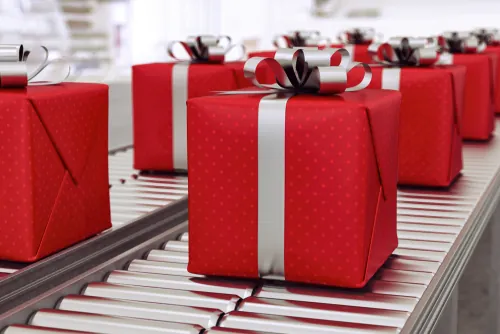 Gifts on a conveyor belt