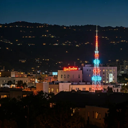  hollywood, CA at night