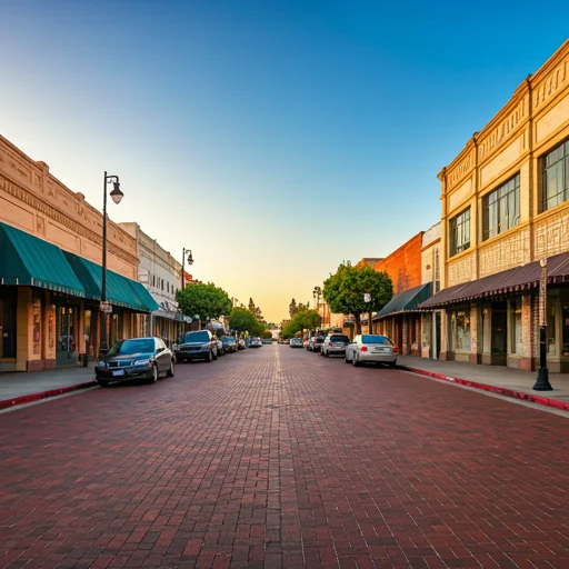 brick paved street in Fullerton California