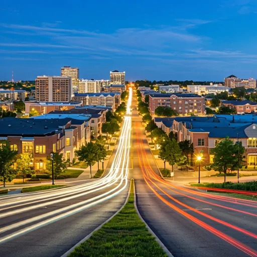 a street in overland park at night