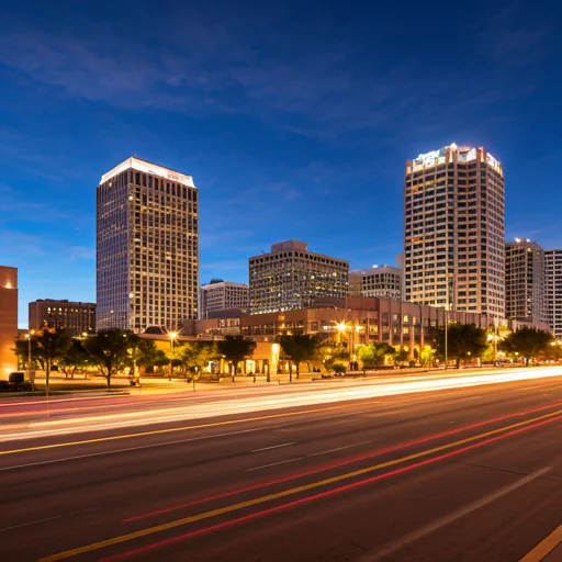 a street in tempe arizona at night