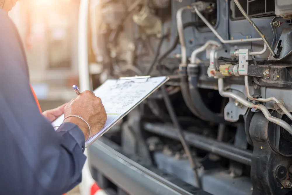 Checking truck for maintenance 