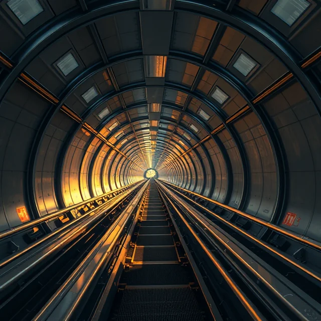 An underground futuristic train tunnel