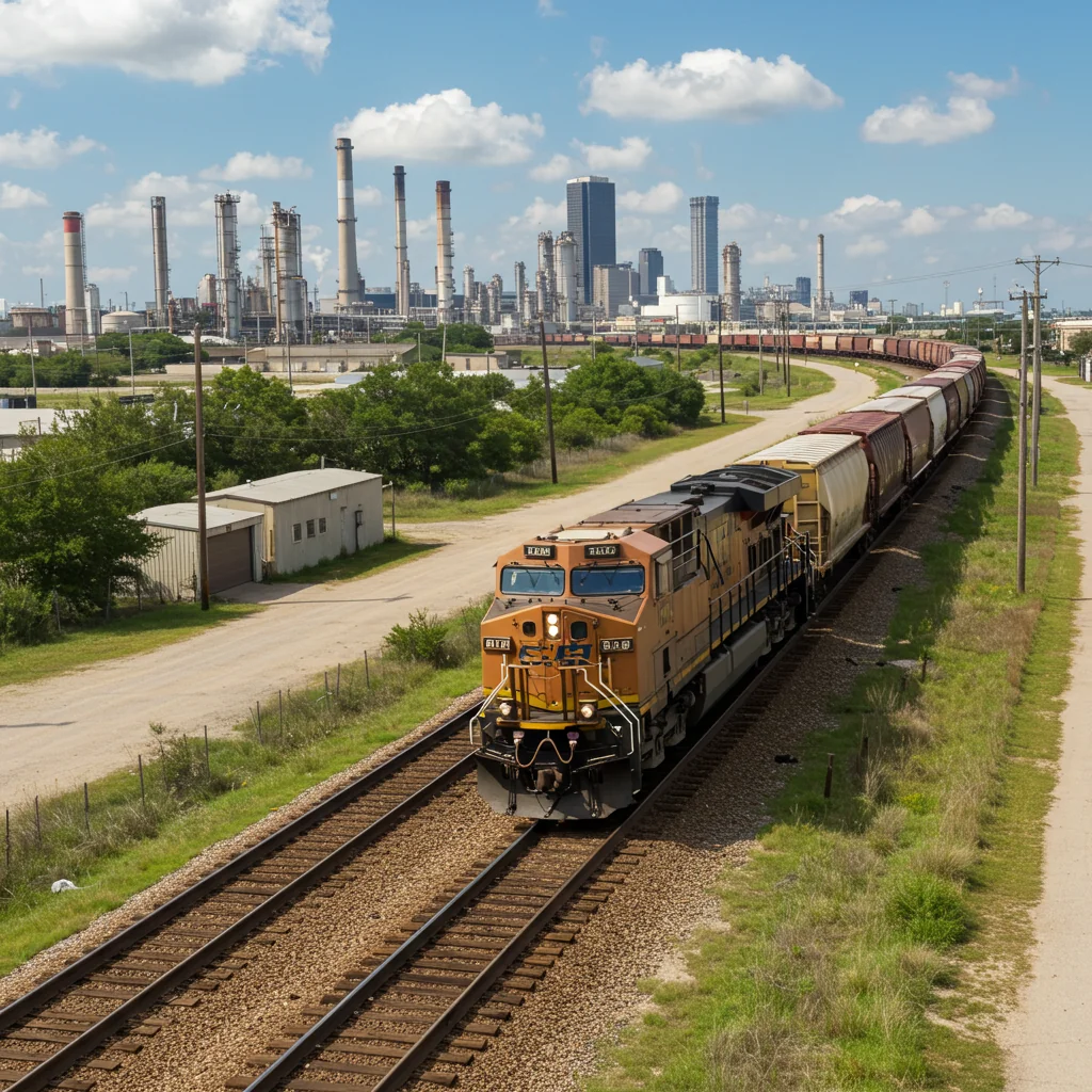 a railroad in Baytown, Texas