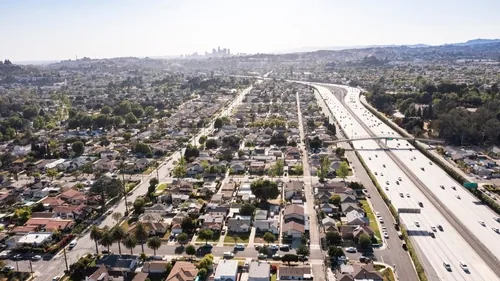 afternoon aerial view of suburban Alhambra California