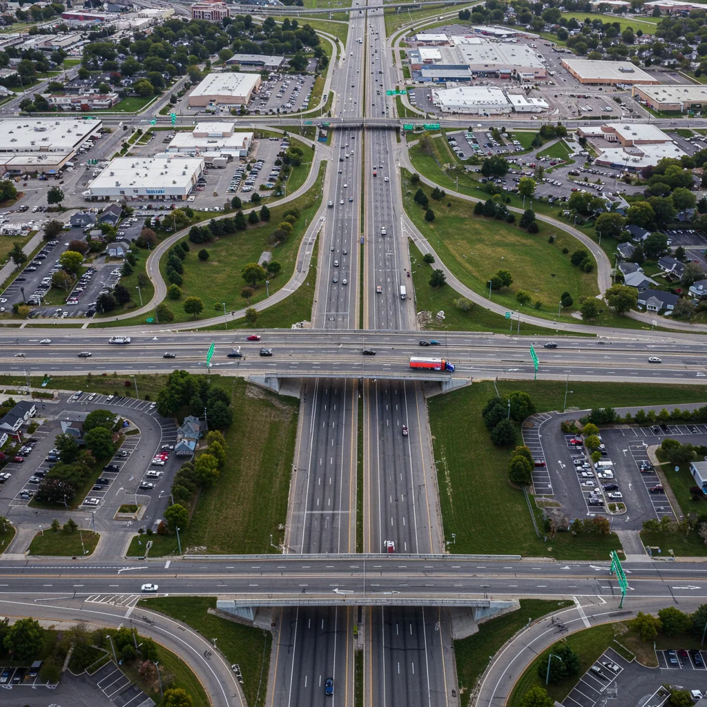 arial view of roadways in Livonia