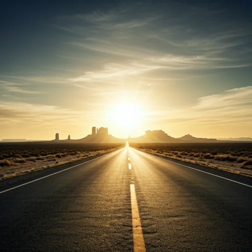 a freeway cutting through the New Mexican Desert