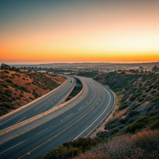 Photorealistic image of a freeway near San Diego, CA