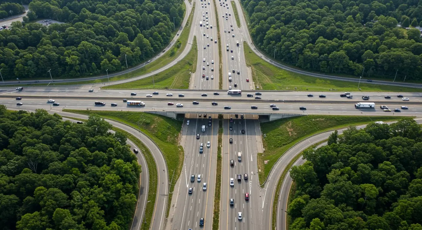 a busy freeway in Danbury, CT