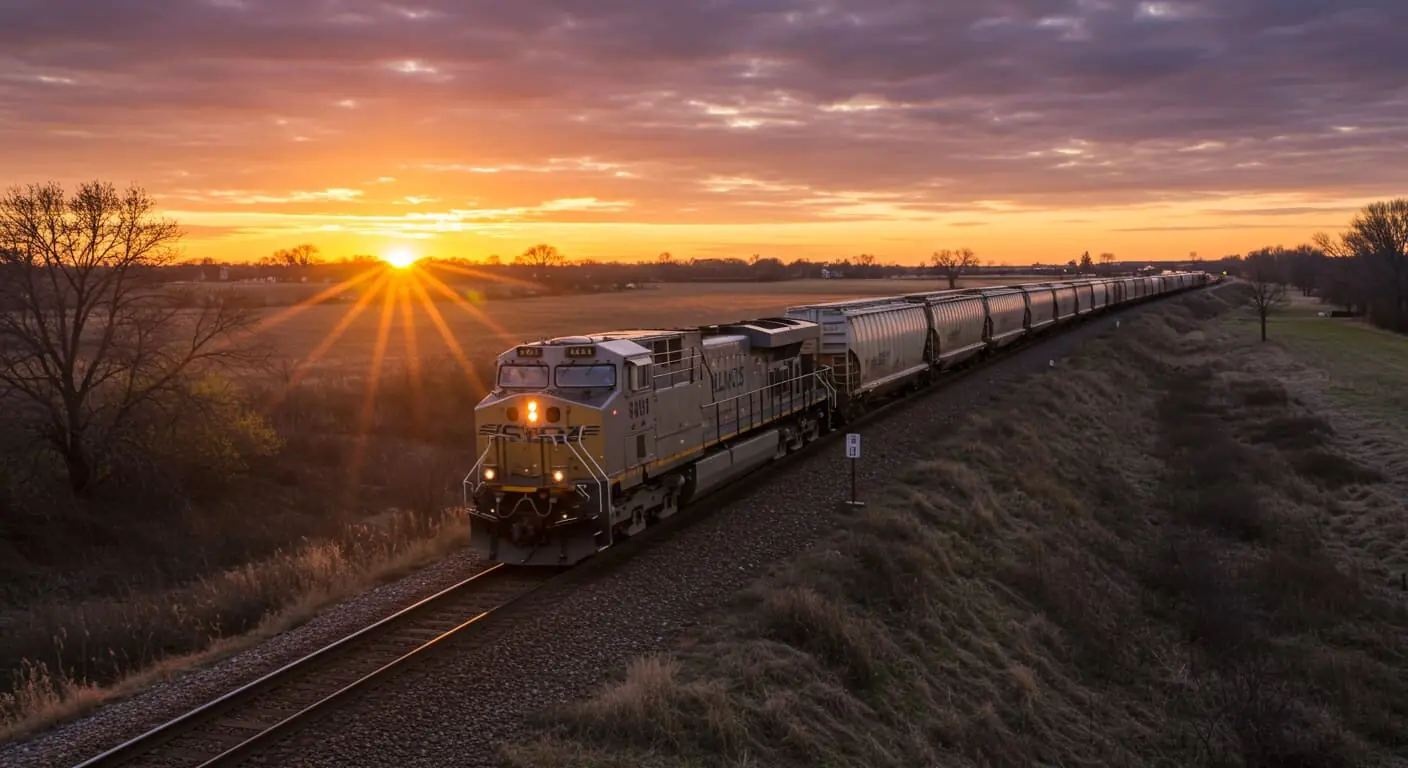 freight train on a railroad in Illinois