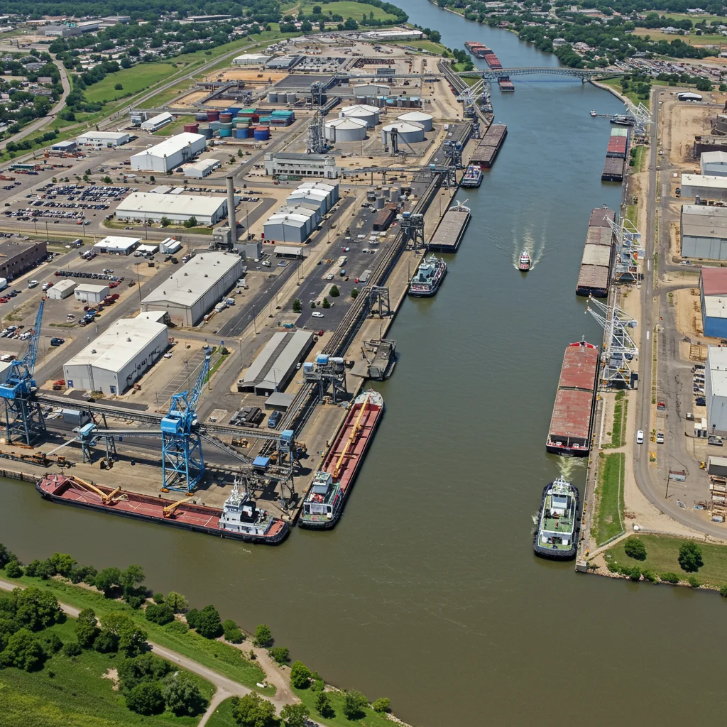 overhead view of the Tulsa Port of Catoosa